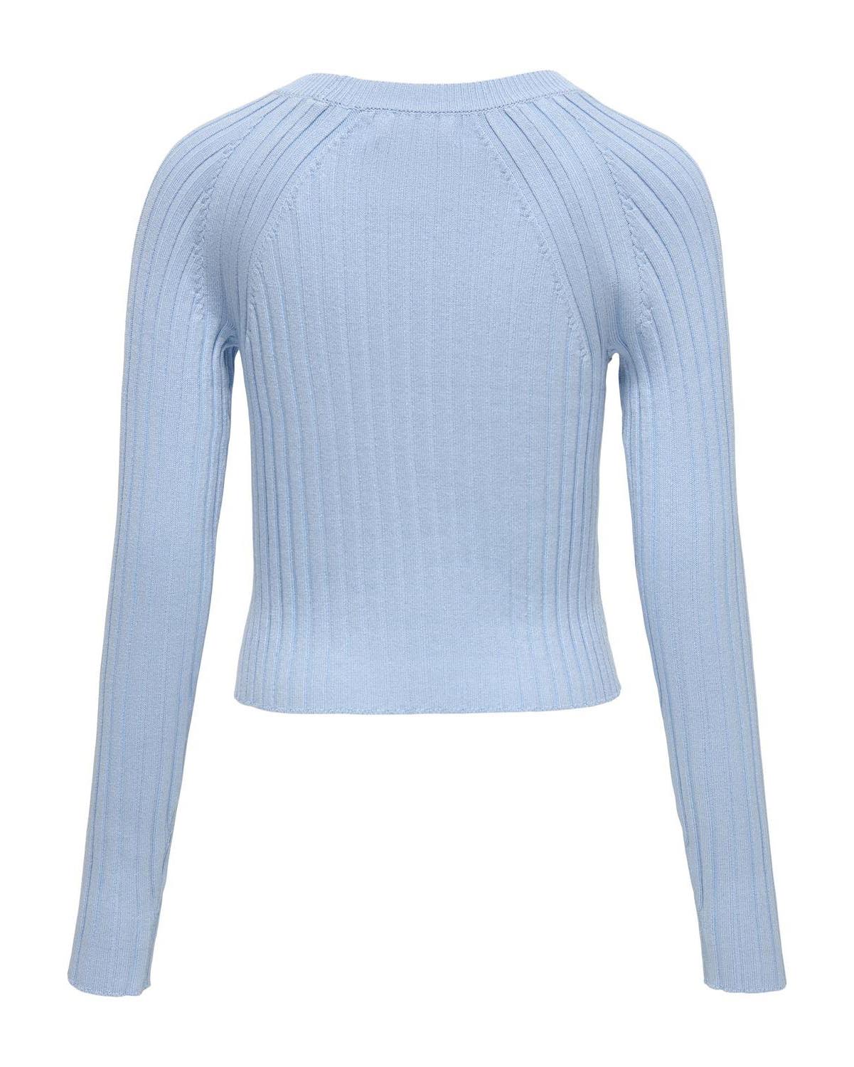 Maglia Kids Only azzurra a maniche lunghe e coste larghe in misto viscosa image