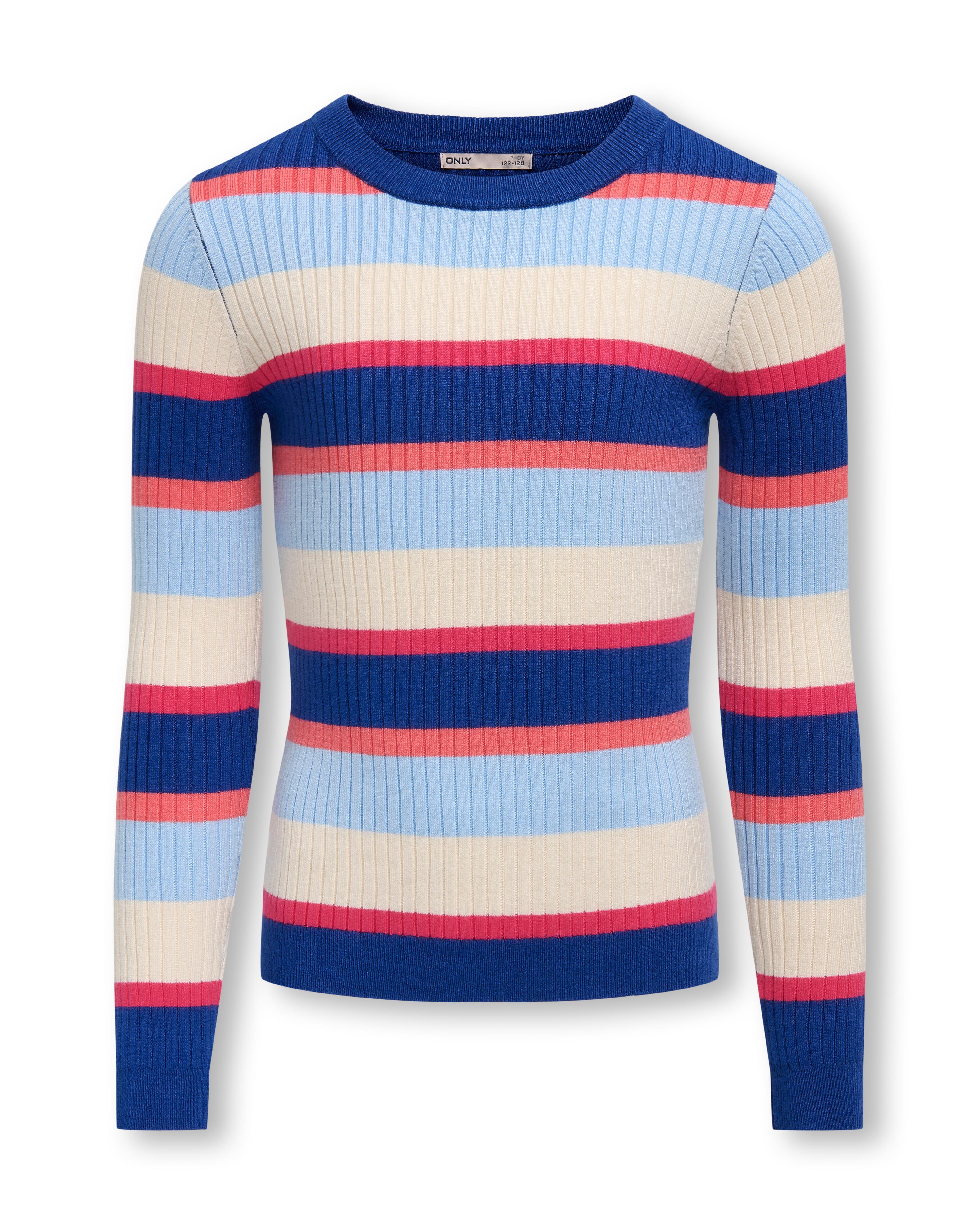 Maglia manica lunga a righe multicolor in misto viscosa a coste