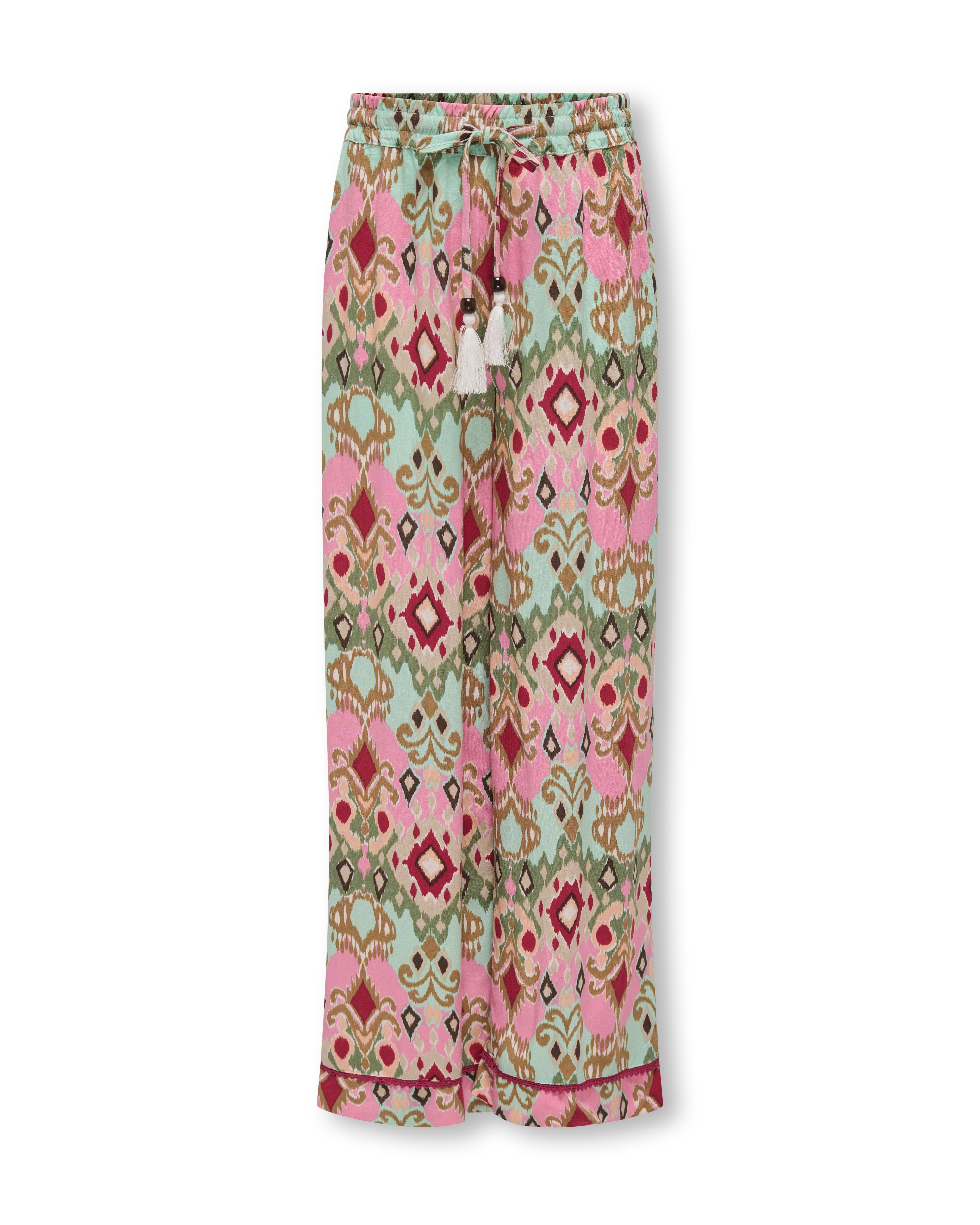 Pantalone in viscosa multicolor a fantasia etnica