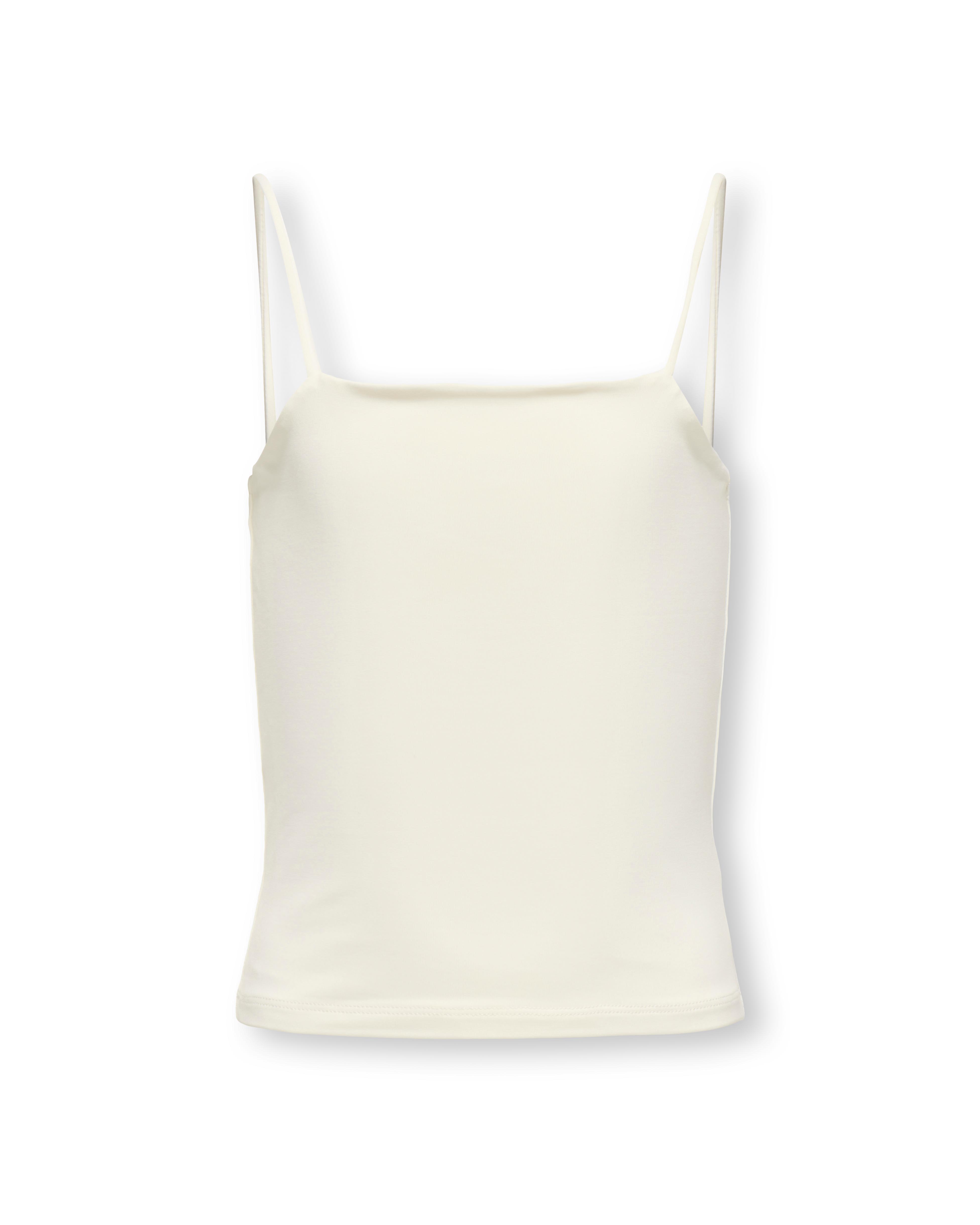 Canotta bianca con spalline sottili in tessuto stretch