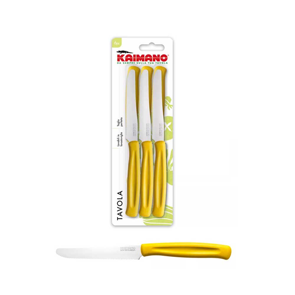 Kaimano Set 6 Coltelli Da Tavola Con Lama In Acciaio Inox Colore Giallo