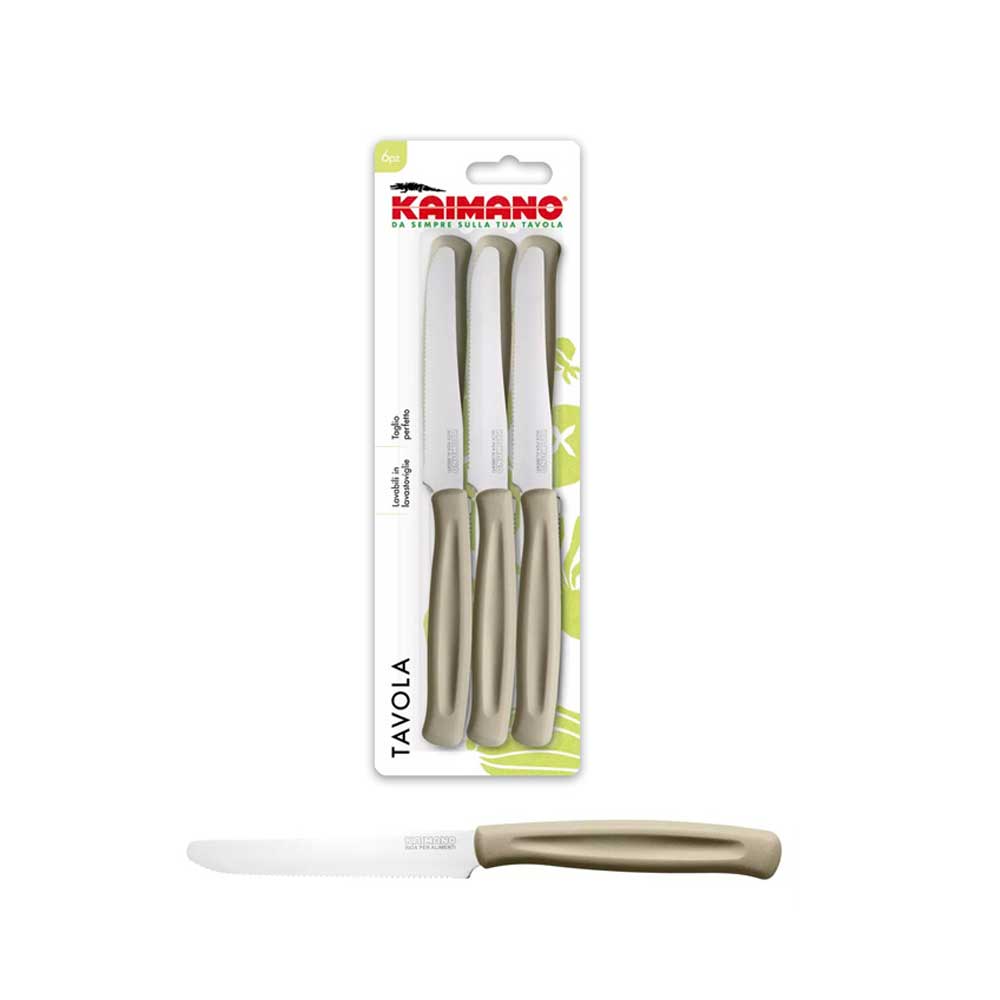Kaimano Set 6 Coltelli Da Tavola Con Lama In Acciaio Inox Colore Tortora