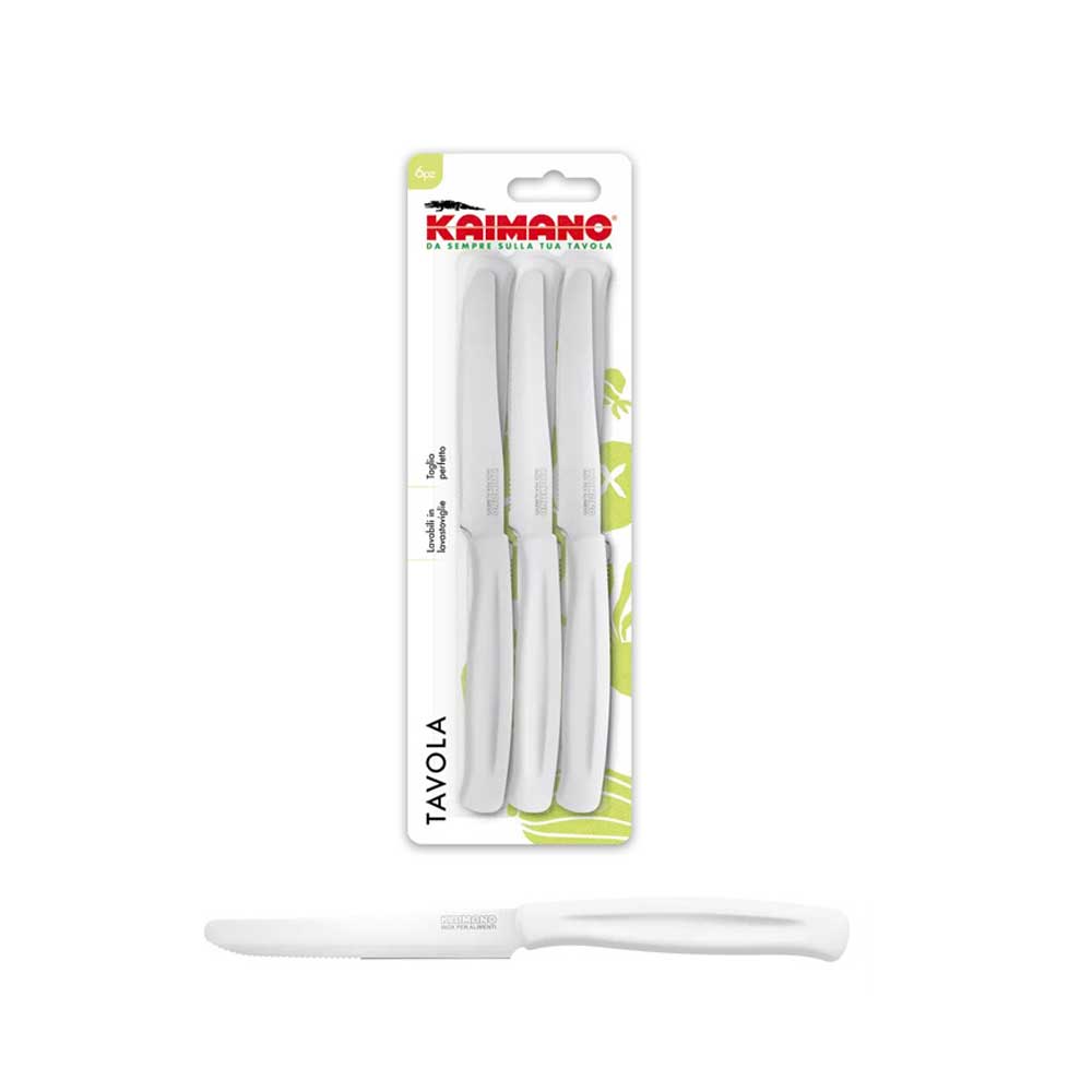 Kaimano Set 6 Coltelli Da Tavola Con Lama In Acciaio Inox Colore Bianco