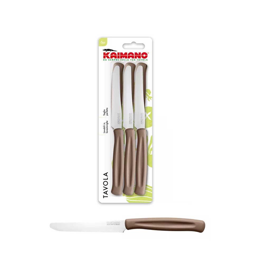 Kaimano Set 6 Coltelli Da Tavola Con Lama In Acciaio Inox Colore Marrone