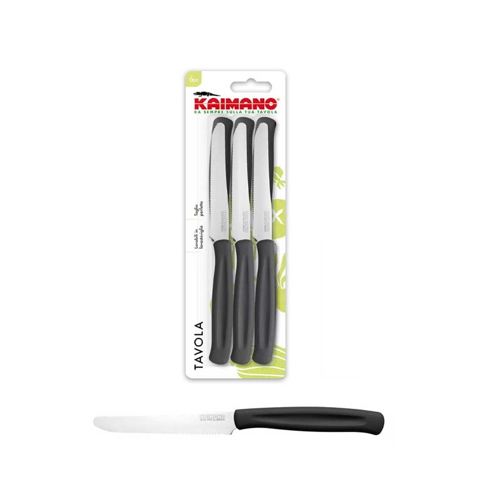 Kaimano Set 6 Coltelli Da Tavola Con Lama In Acciaio Inox Colore Nero