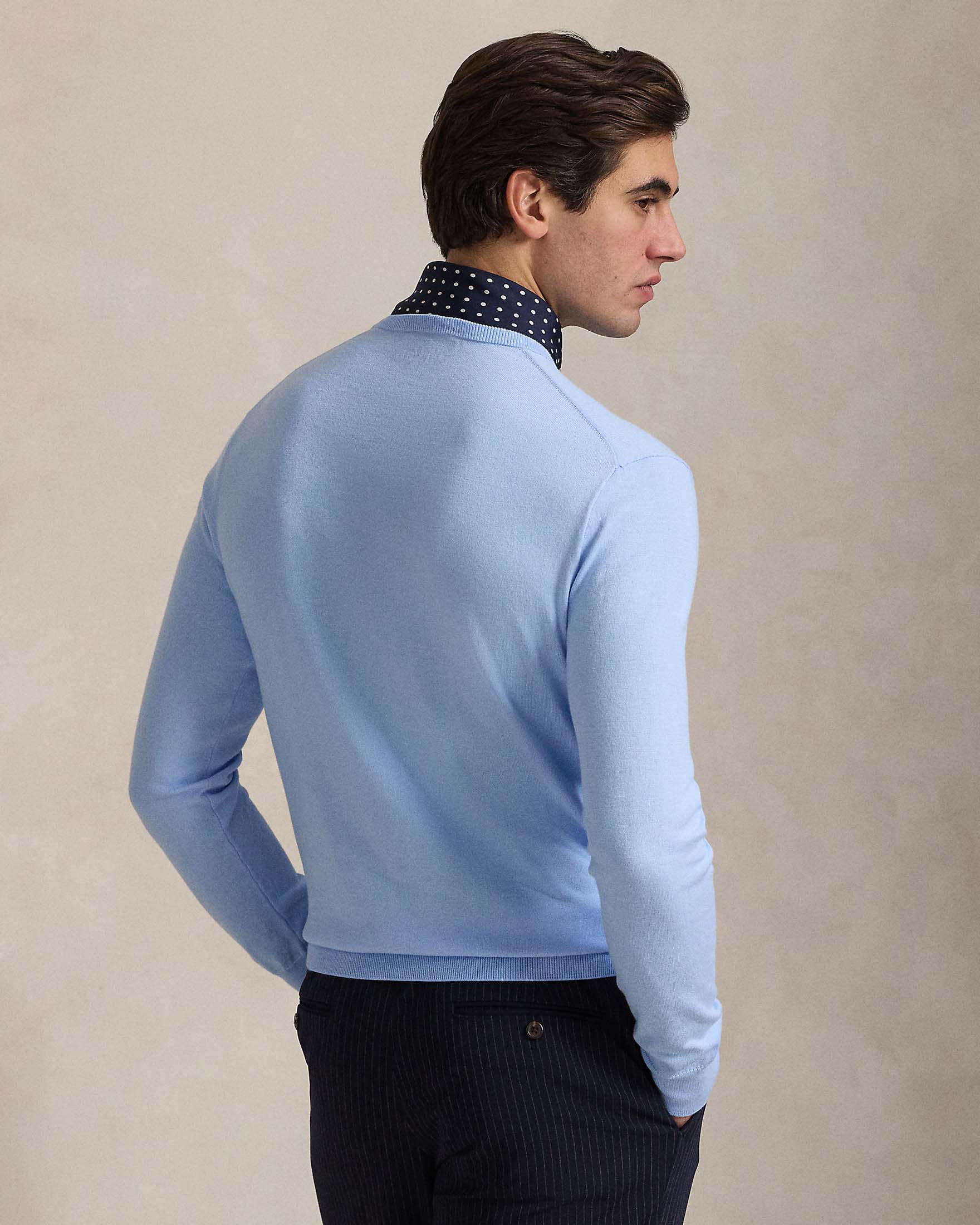 Maglioncino azzurro girocollo Polo Ralph Lauren in pima cotton slim-fit image