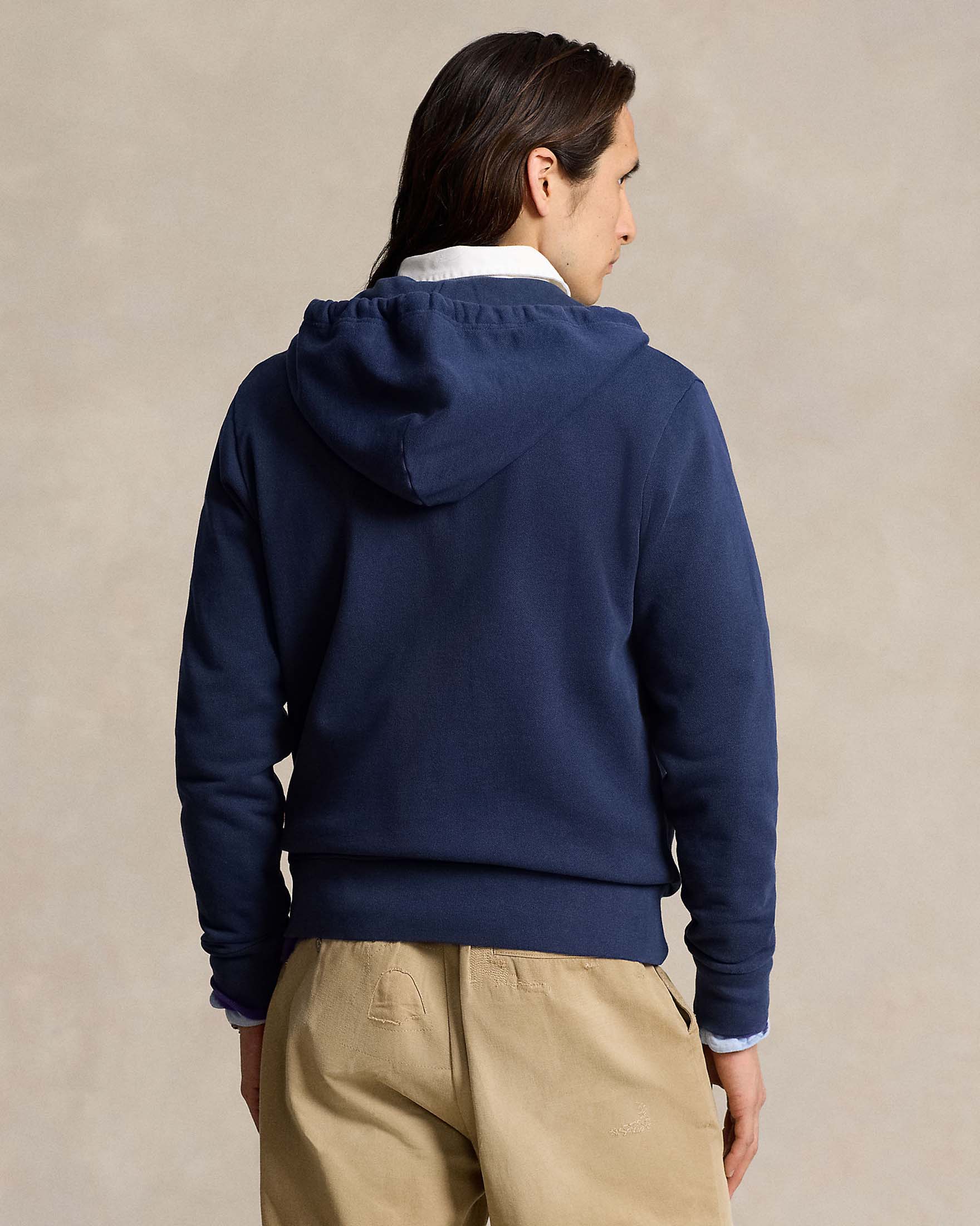Felpa Polo Ralph Lauren blu con cappuccio e chiusura zip in puro cotone image