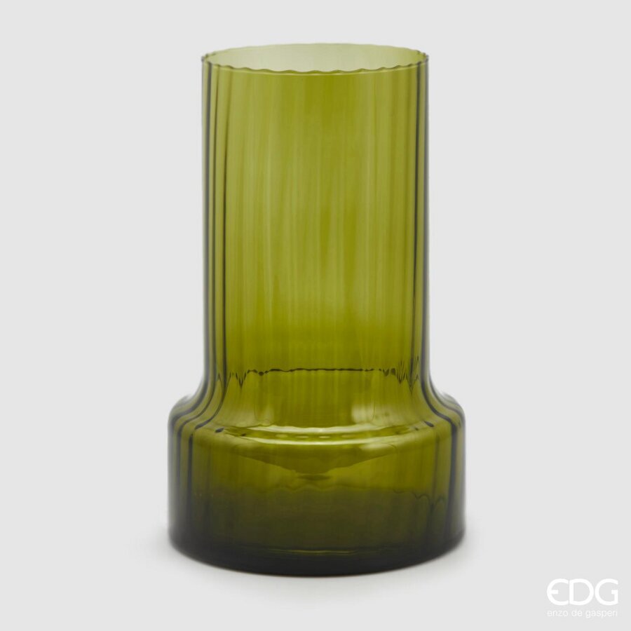 Vaso in Vetro Optic Verde d.25 h.40 Edg