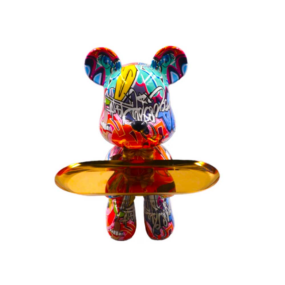 Sud Import Orso Multicolor In Resina Con Vassio Colore Oro 17,5X16X29H Cm 