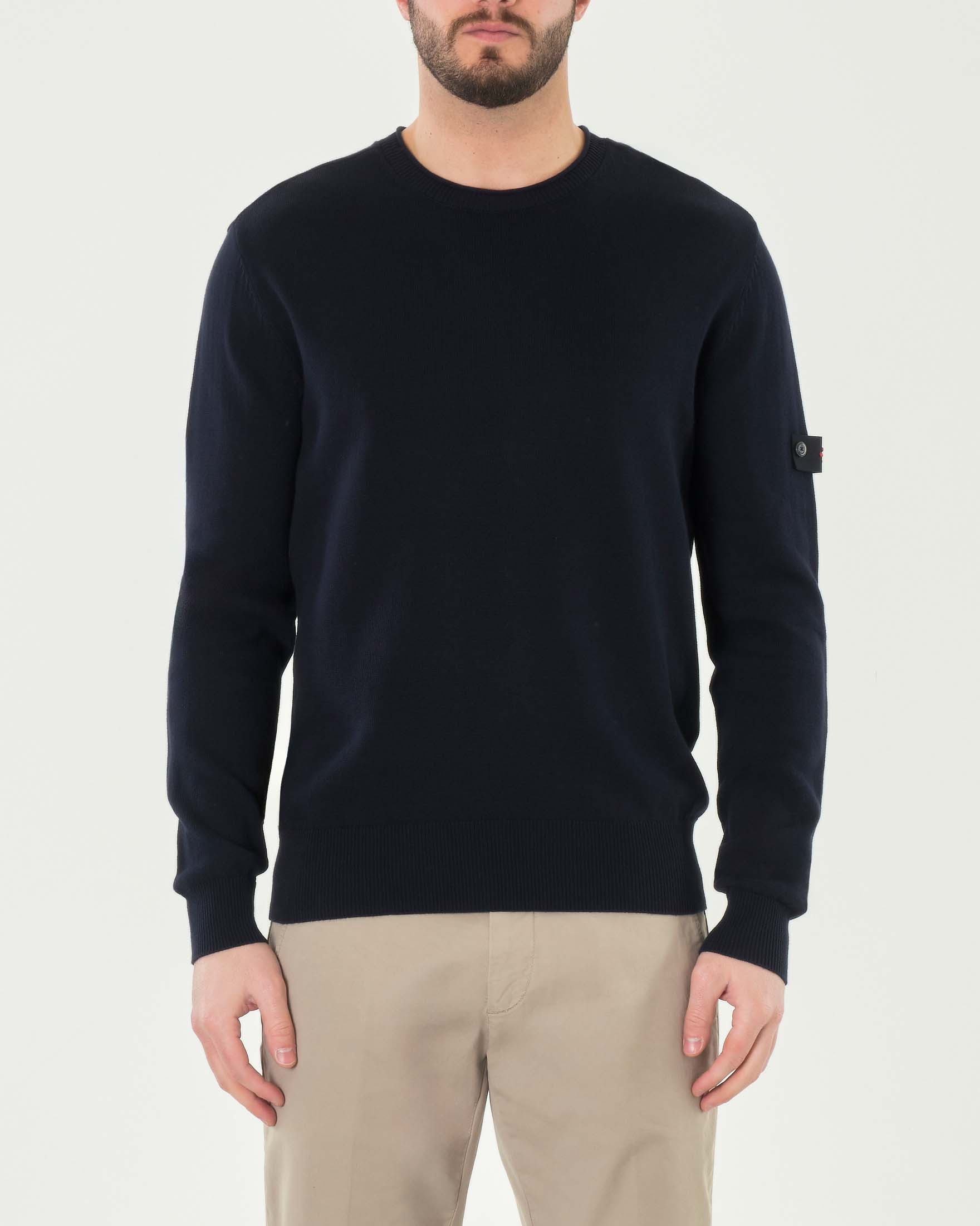 Maglia Peuterey blu girocollo in puro cotone soft touch