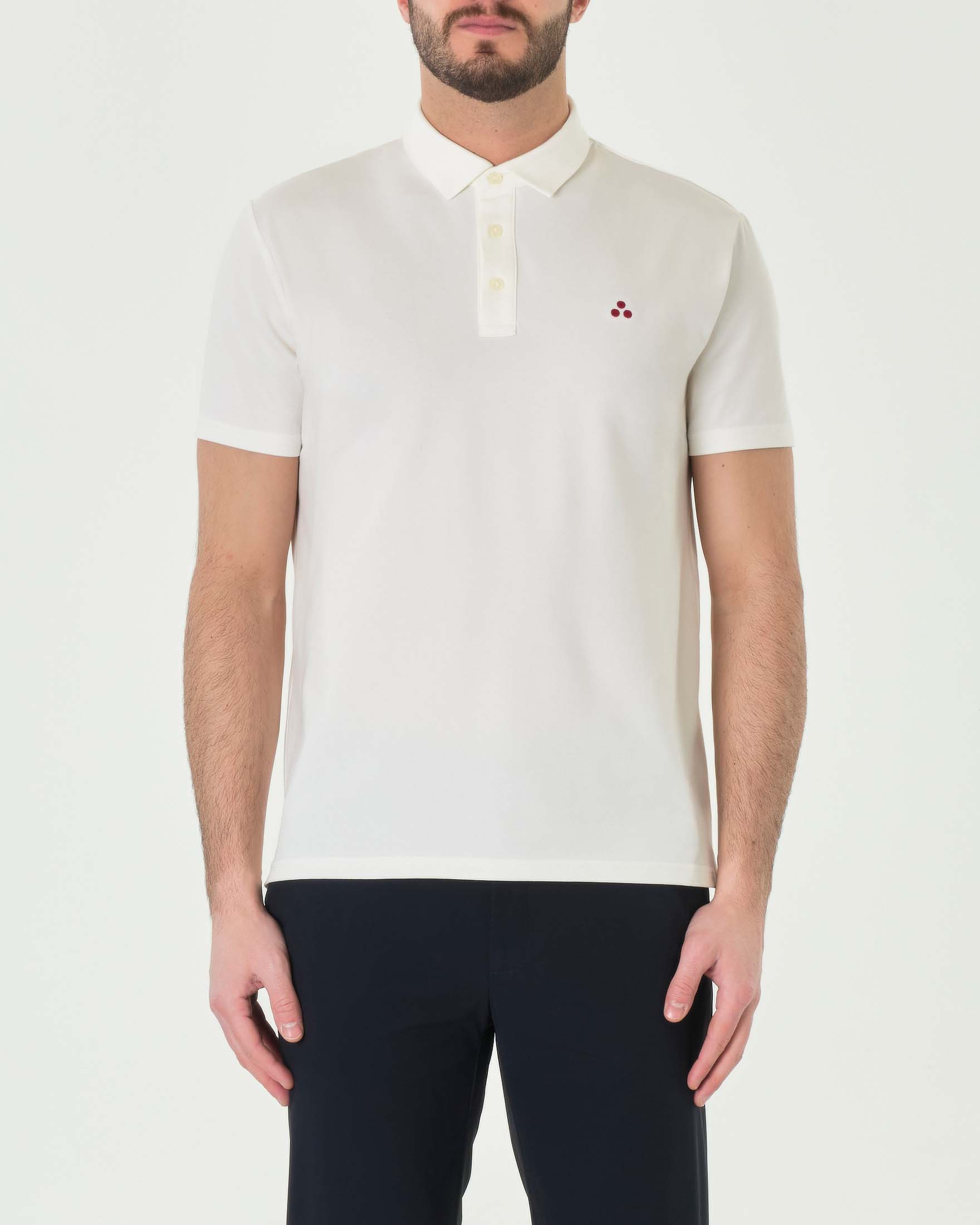 Polo avorio mezza manica Peuterey in tessuto tecnico stretch di misto cotone e seta