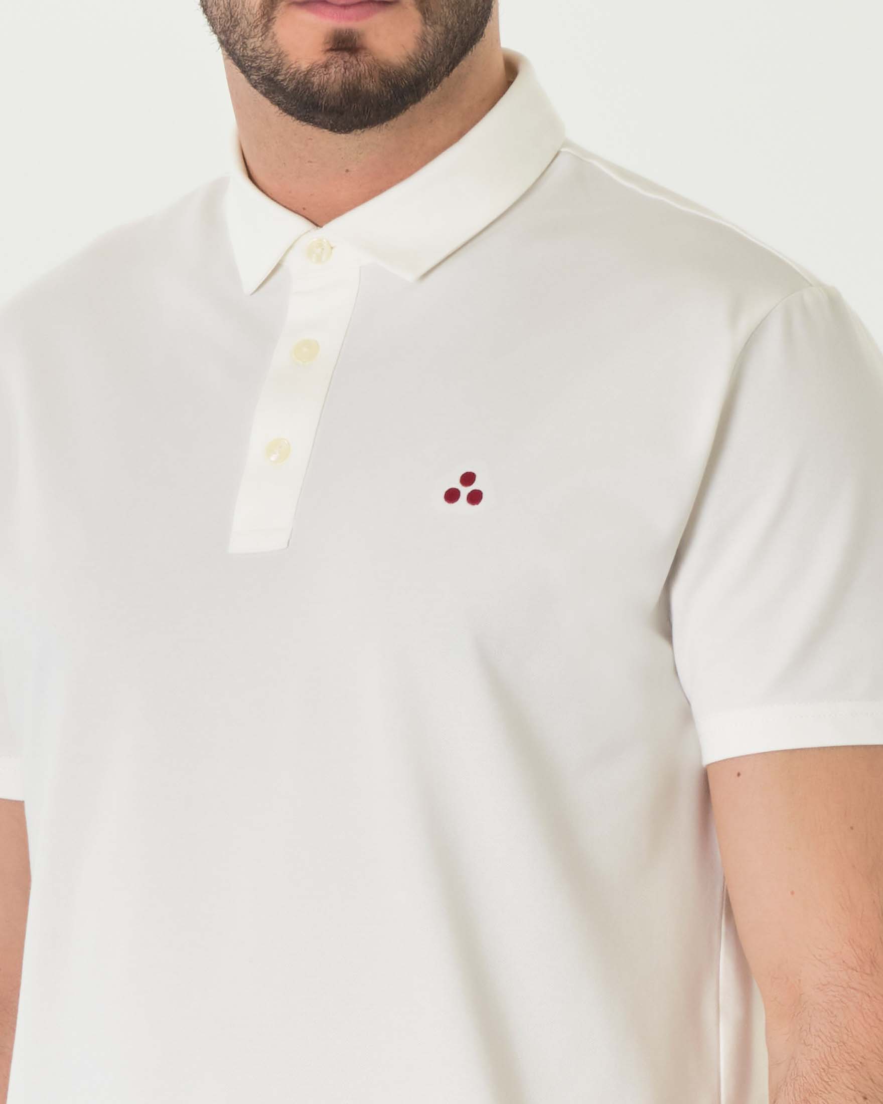 Polo avorio mezza manica Peuterey in tessuto tecnico stretch di misto cotone e seta image