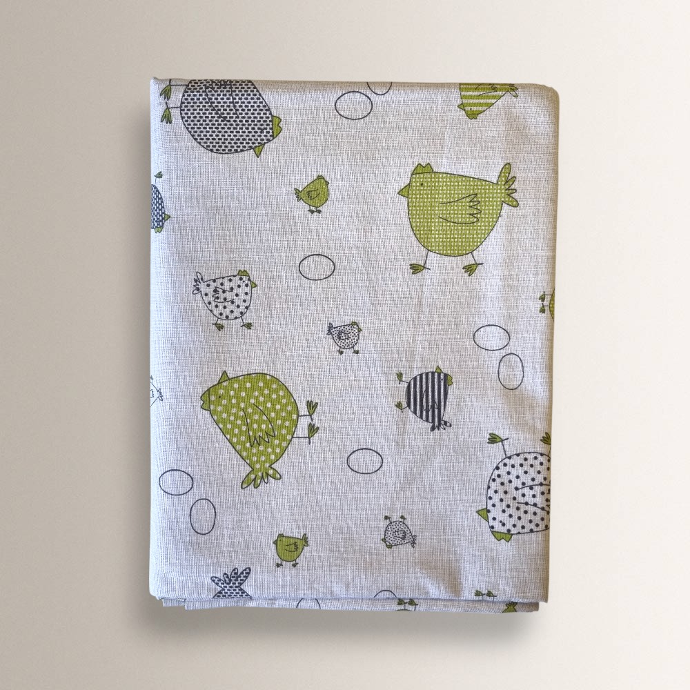 Rectangular tablecloth with chicken print for 12 people in cotton