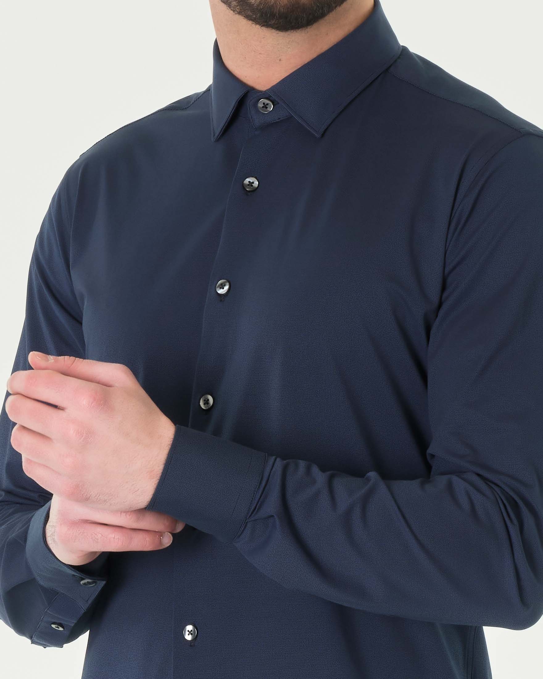 Camicia blu Shirt Oxford Jacquard in tessuto tecnico stretch micro-fantasia image