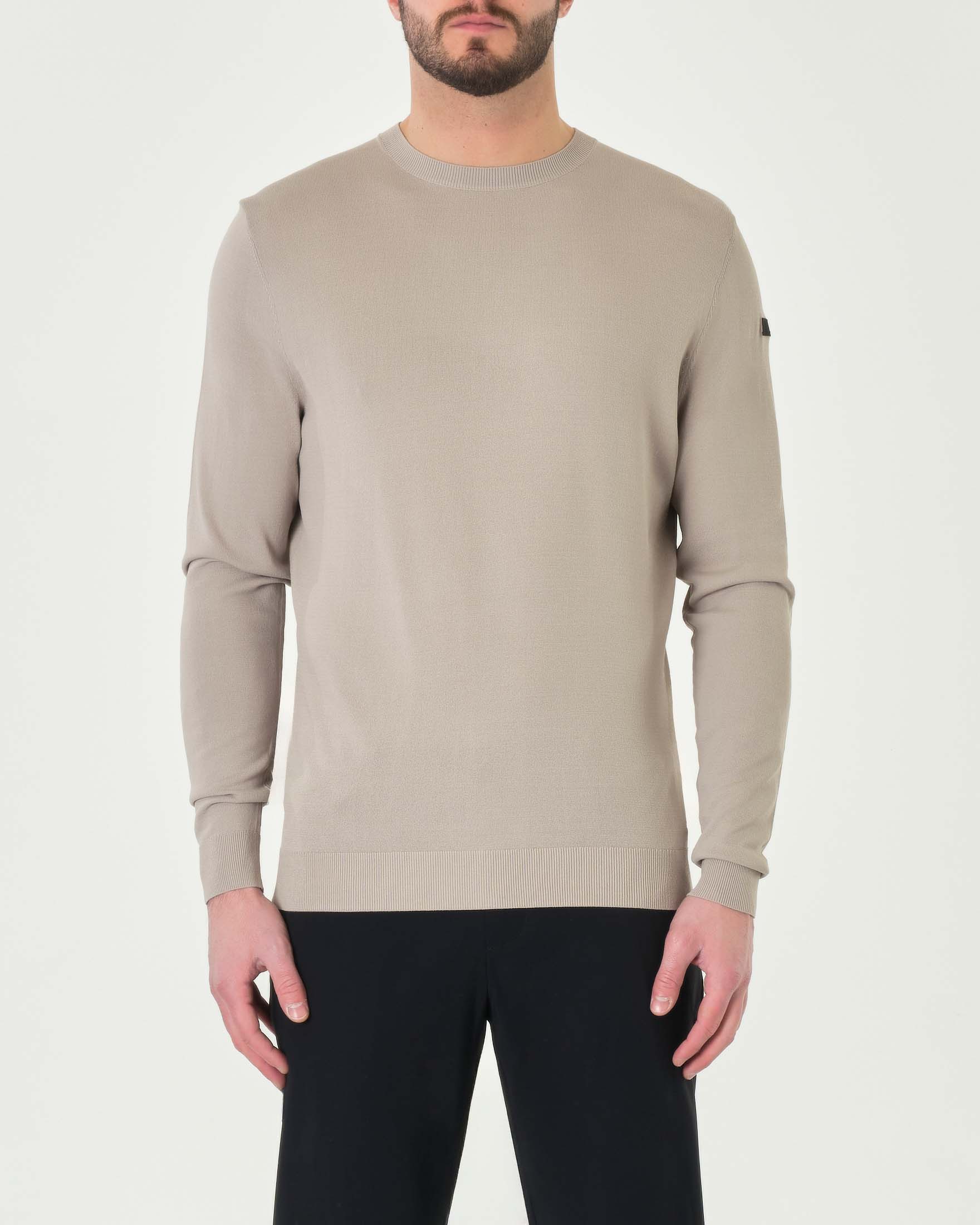 Maglia girocollo color sabbia Maxell in filato tecnico di viscosa stretch