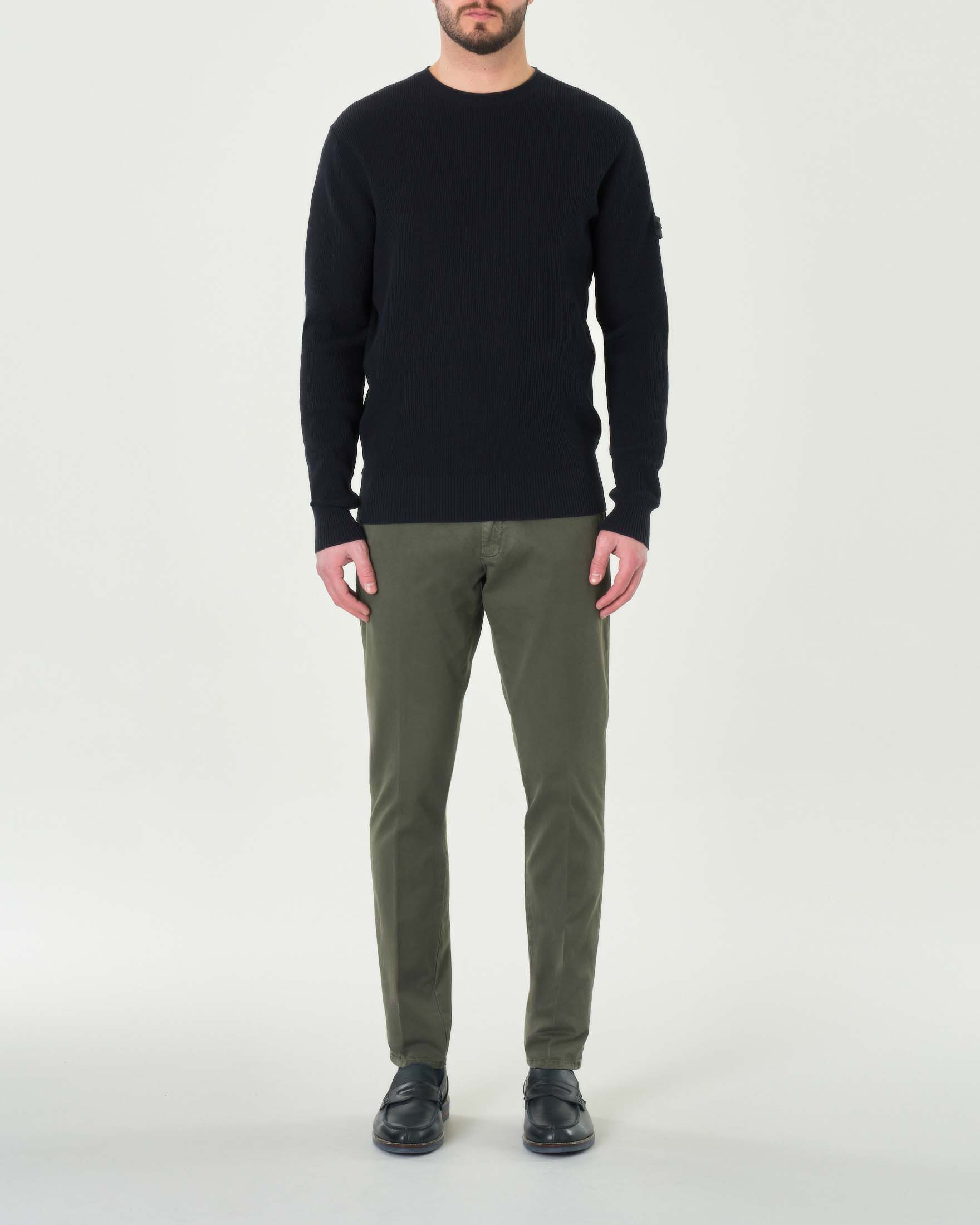 Pantalone chino New Rolf verde militare in gabardina di cotone stretch