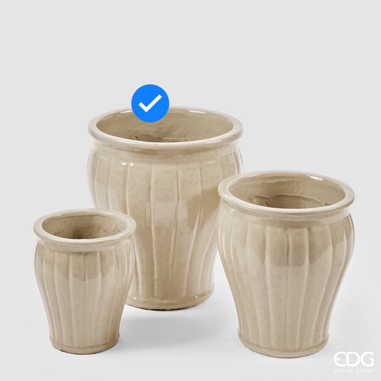 Vaso Glaze Rotondo Righe Svasato Tortora S3 M3 d.31 h.33 Edg