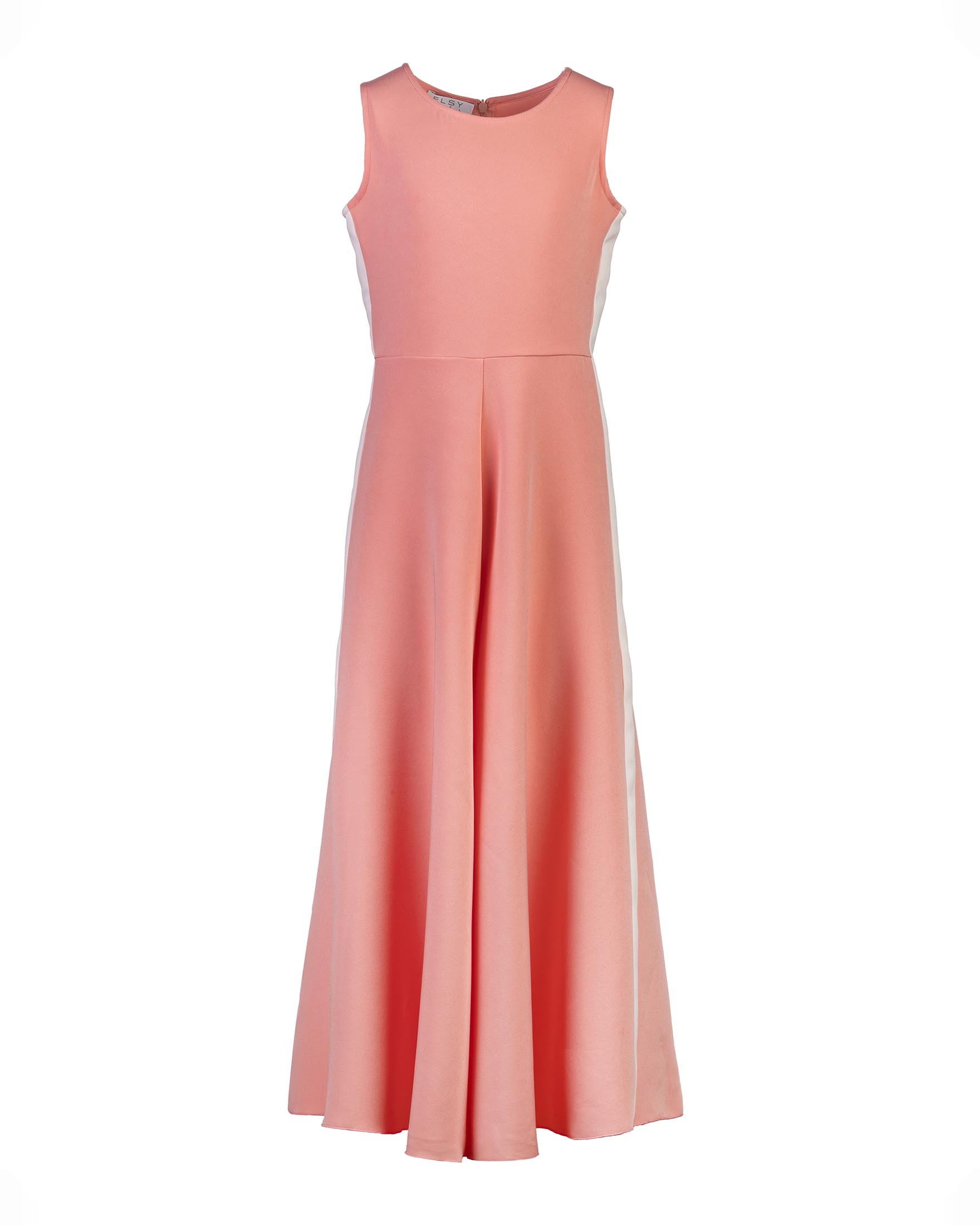 Abito tuta color corallo in cady senza maniche