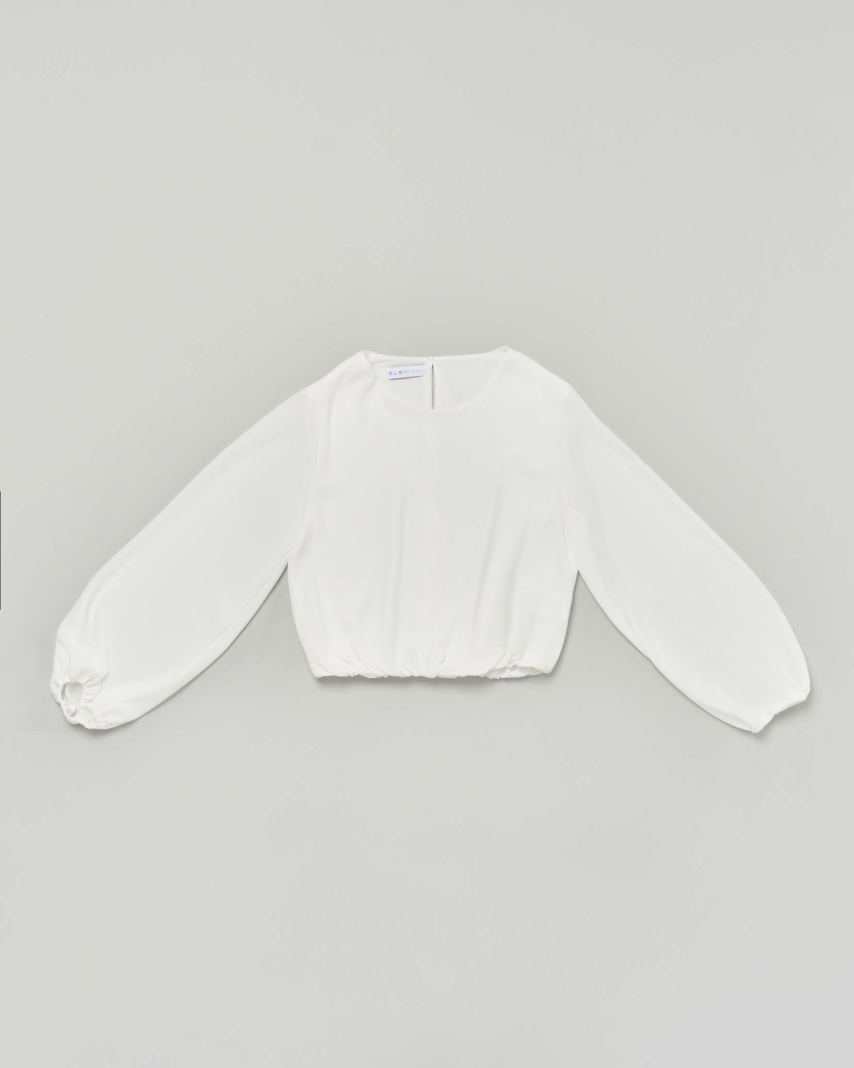 Camicia cropped bianca con maniche baloon