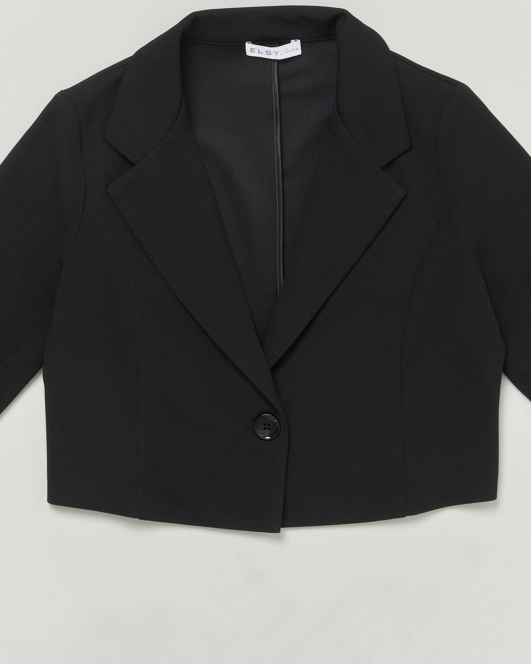 Blazer Elsy nero cropped in cady a maniche lunghe image