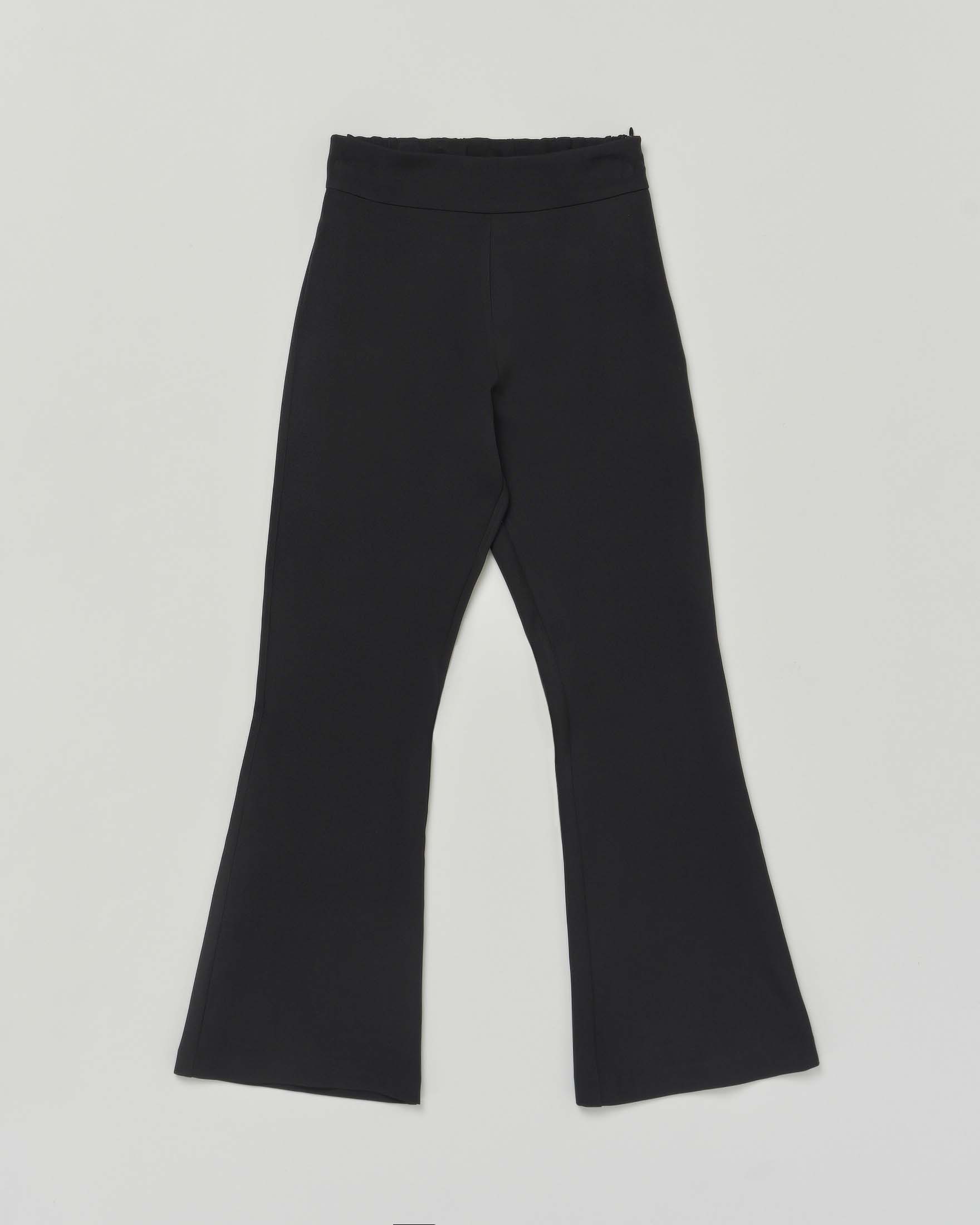 Pantalone nero flare in tessuto cady stretch