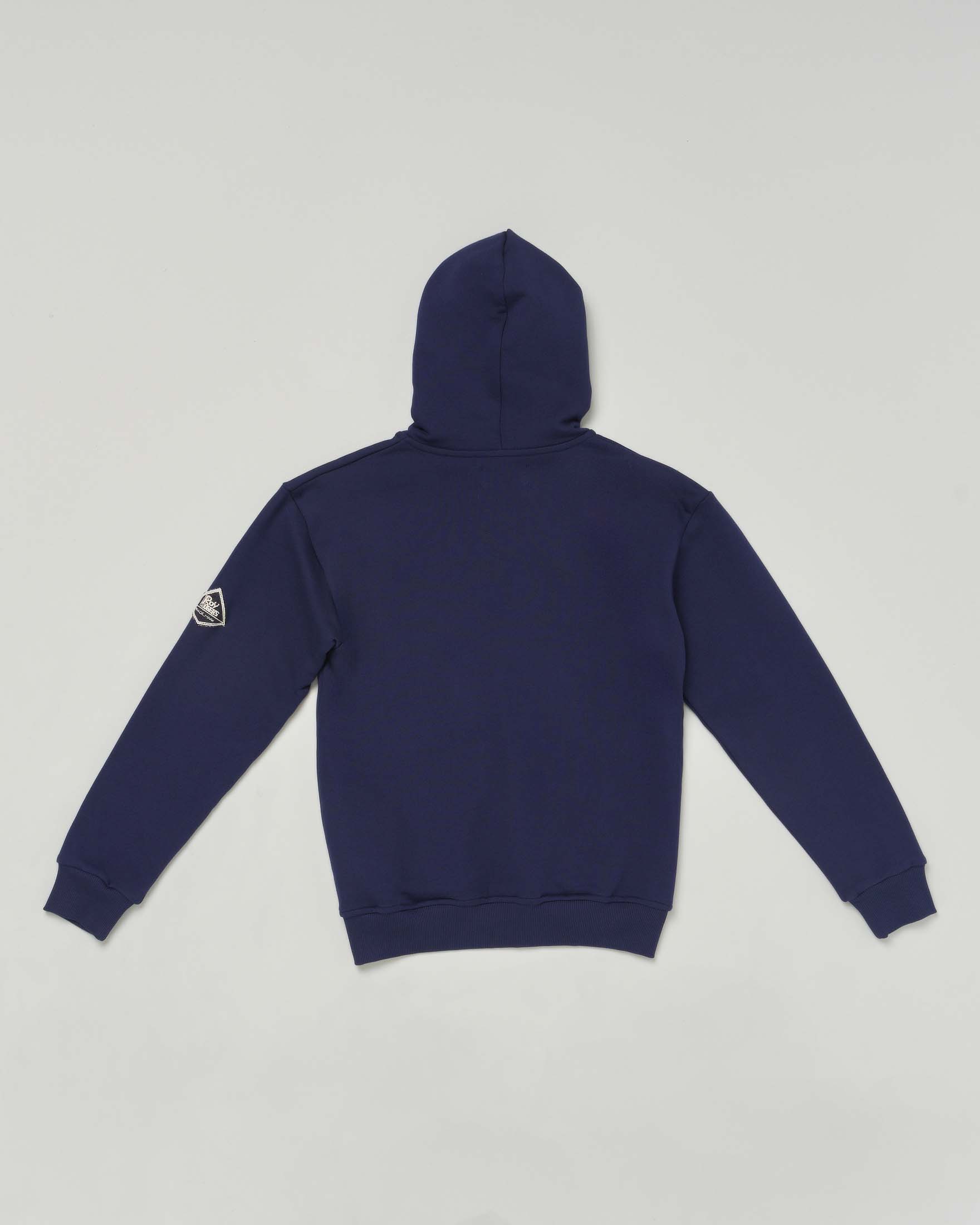 Felpa blu in cotone con cappuccio e zip