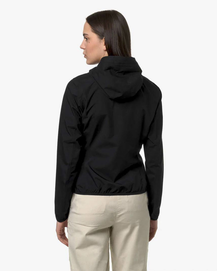 Giubbino nero K-way Dot Lily dalla linea slim in nylon taffetà con cappuccio