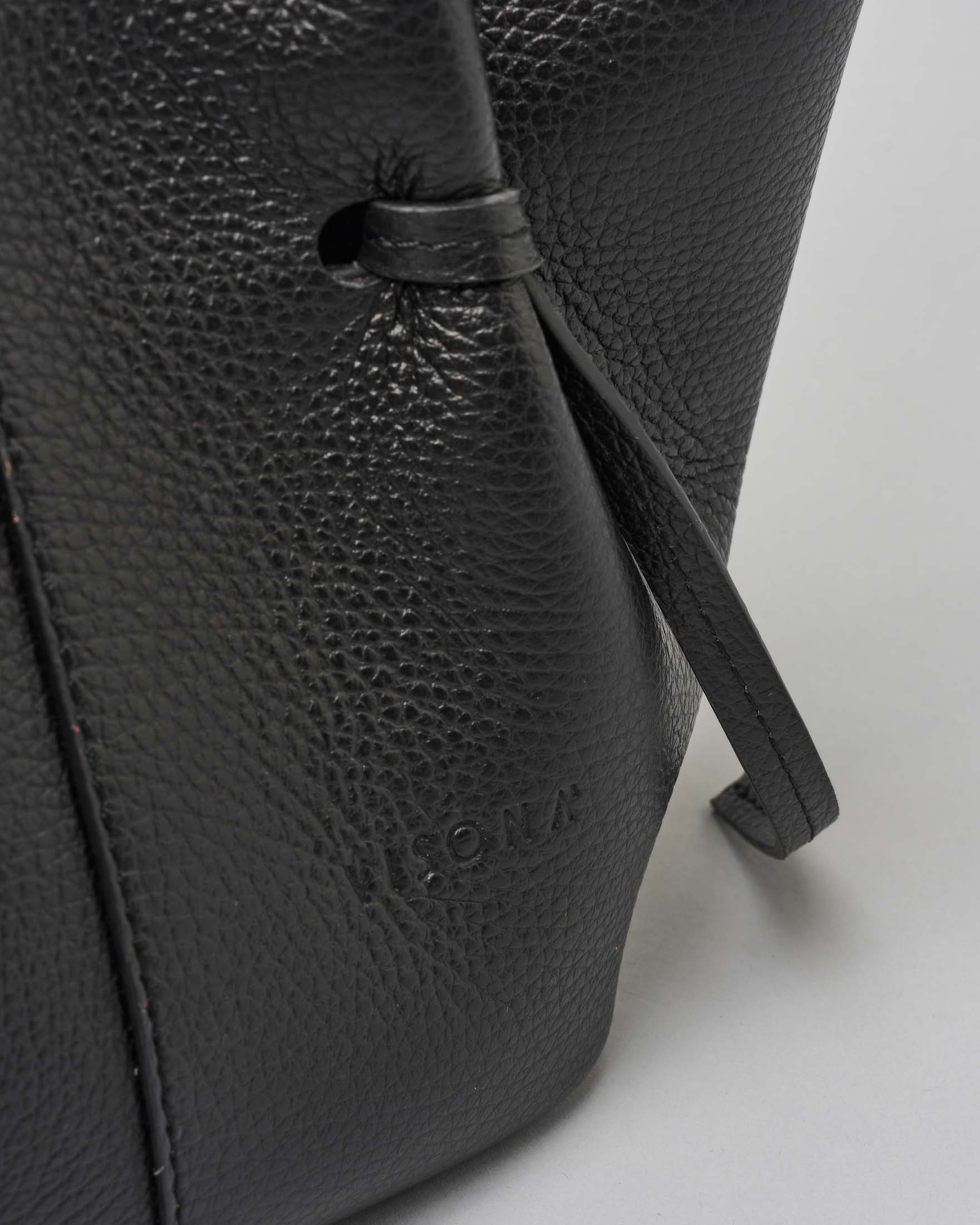 Borsa a mano rosa polvere a trapezio piccola in pelle bottalata con laccetti di regolazione fronte e retro image