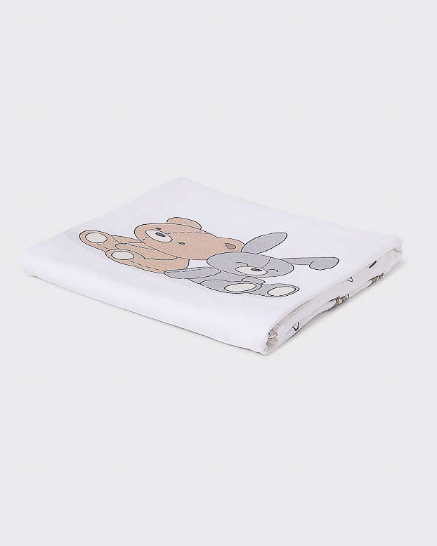 Copertina bianca in puro cotone con fantasia orsetti