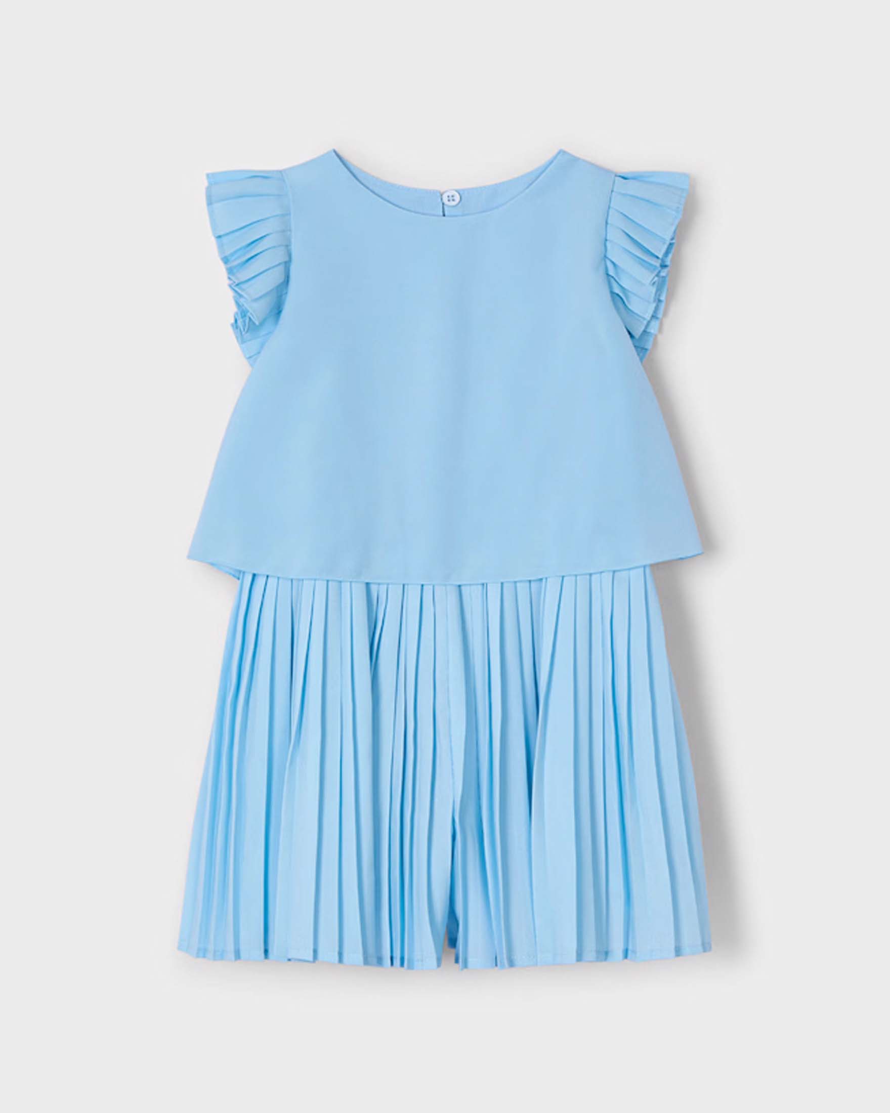 Abito tuta corta azzurra plisettata