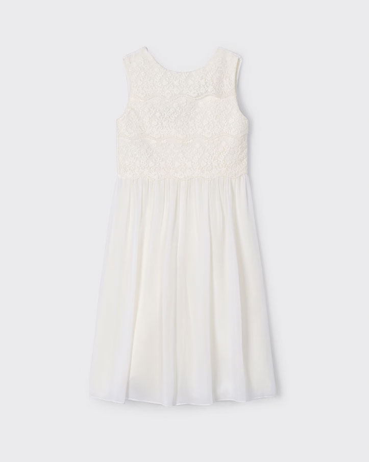 Tuta midi color panna in tulle e pizzo