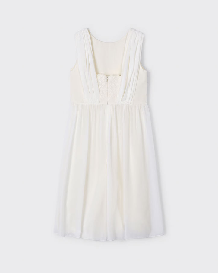 Tuta midi color panna in tulle e pizzo