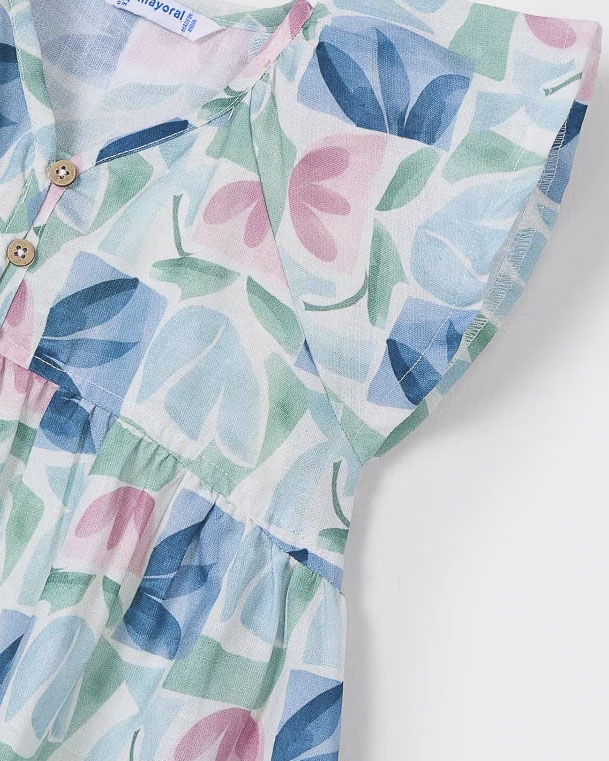 Abito svasato con maniche ad aletta in fantasia a fiori multicolor