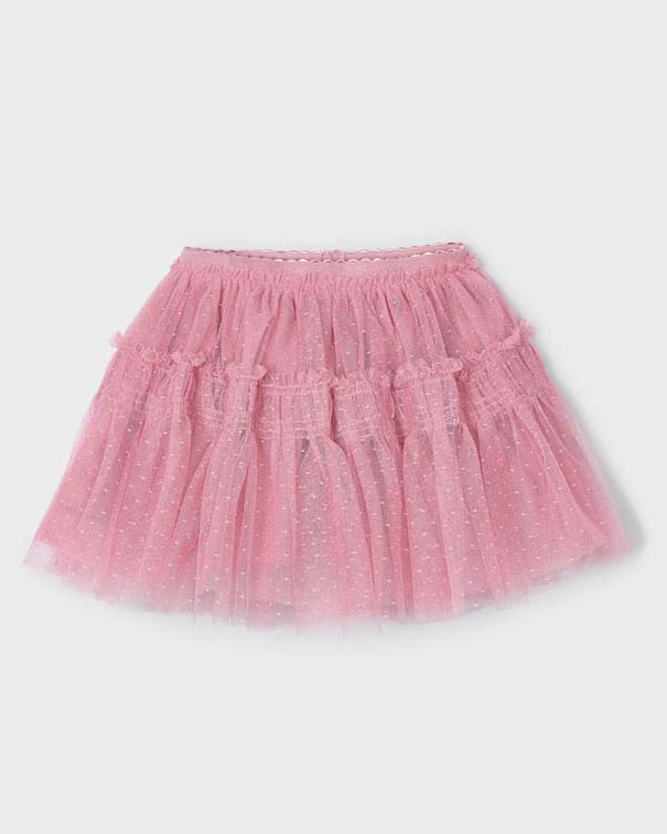 Mini gonna in tulle plumetis rosa