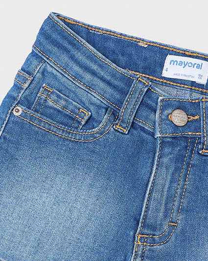 Short blu in denim a lavaggio medio stone washed