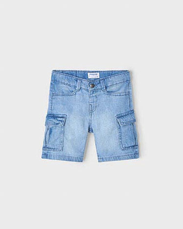 Bermuda cargo Mayoral in denim di puro cotone lavaggio chiaro stone washed