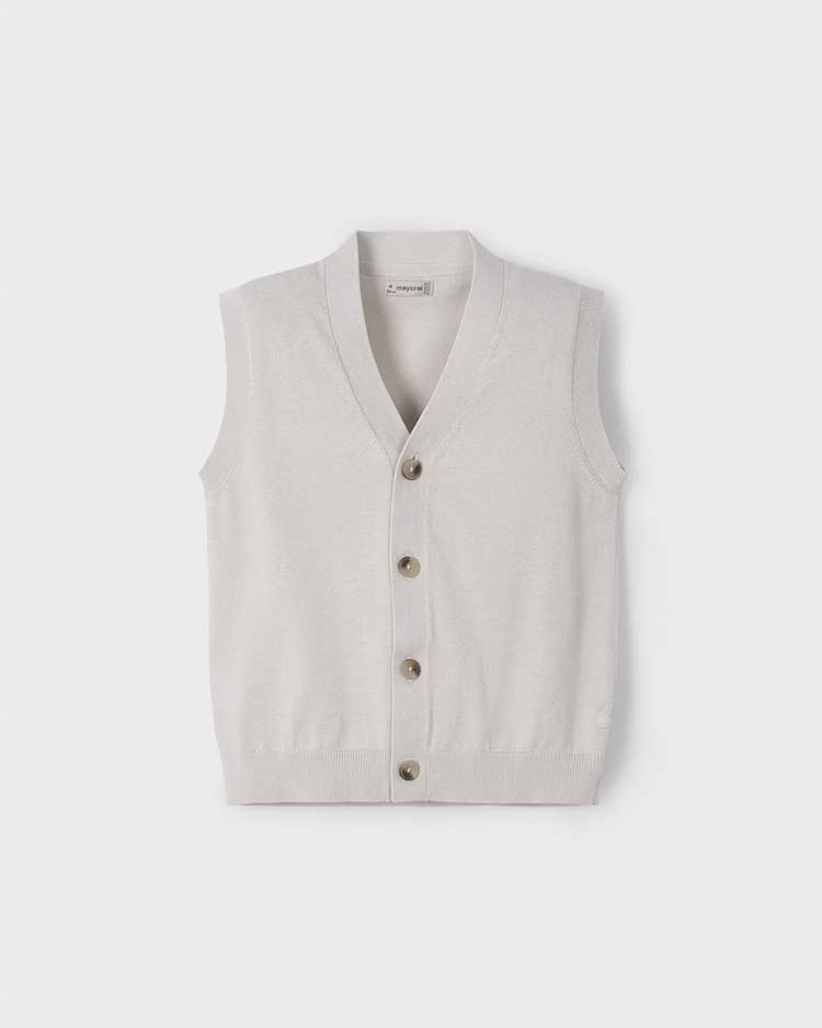 Gilet beige Mayoral in maglia di cotone con bottoni