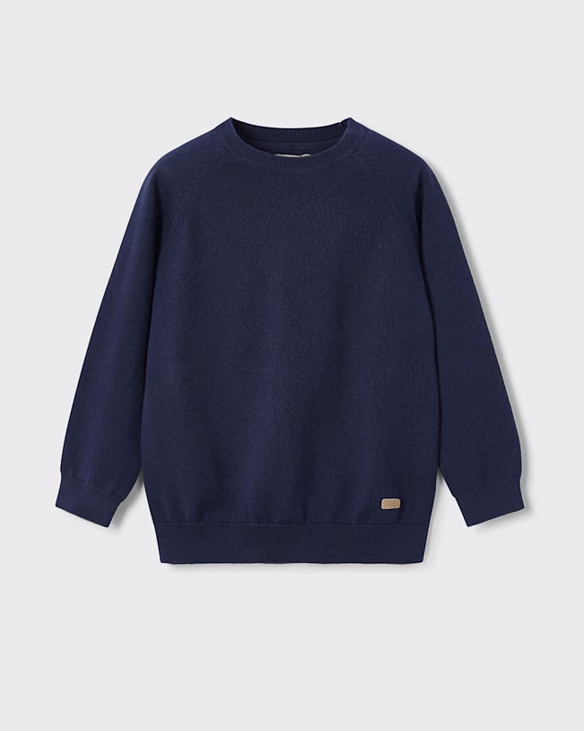 Maglioncino blu girocollo in puro cotone