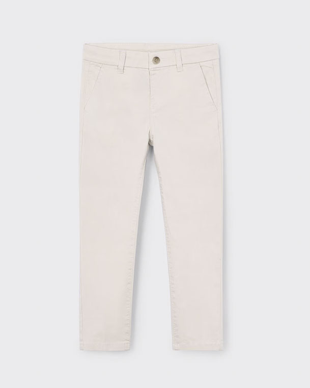 Pantalone chino beige in gabardina di cotone stretch