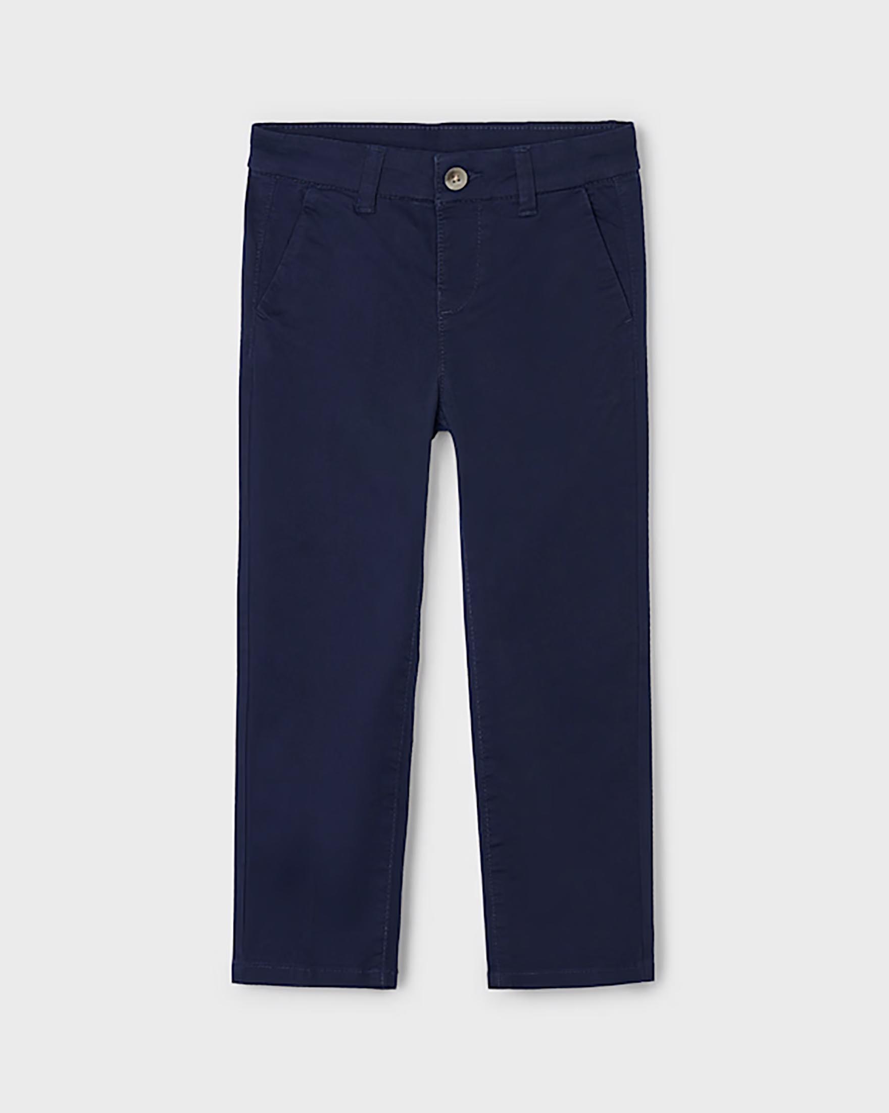 Pantalone chino blu in gabardina di cotone stretch