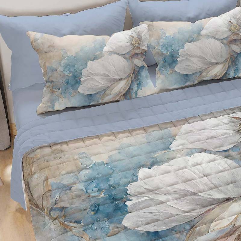 Set Copriletto Trapuntato Damascato B2EVER – Letto Matrimoniale 173x228 Cm, 2 Pezzi, Verde Jacquard – Leggero E Morbido
