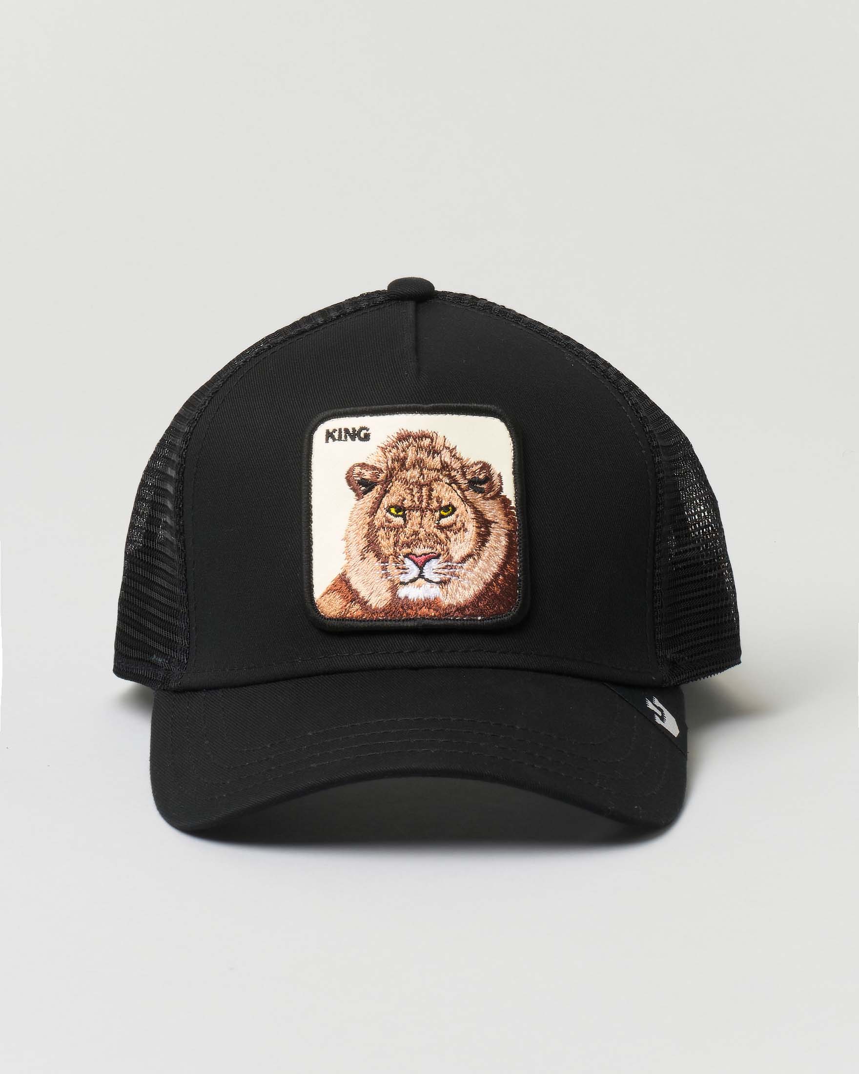 Berretto trucker King nero con patch leone