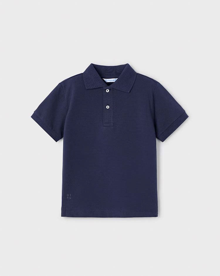 Polo blu mezza manica in puro cotone