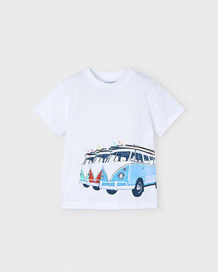 T-shirt bianca in puro cotone con stampa Van