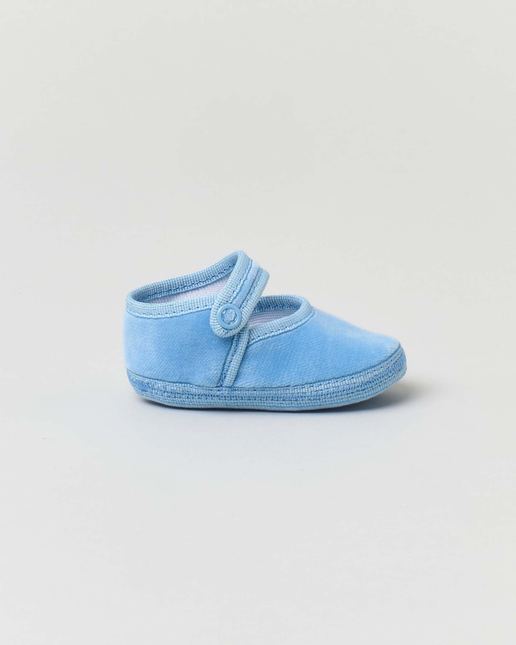 Baby friulane Le Papù in velluto azzurro