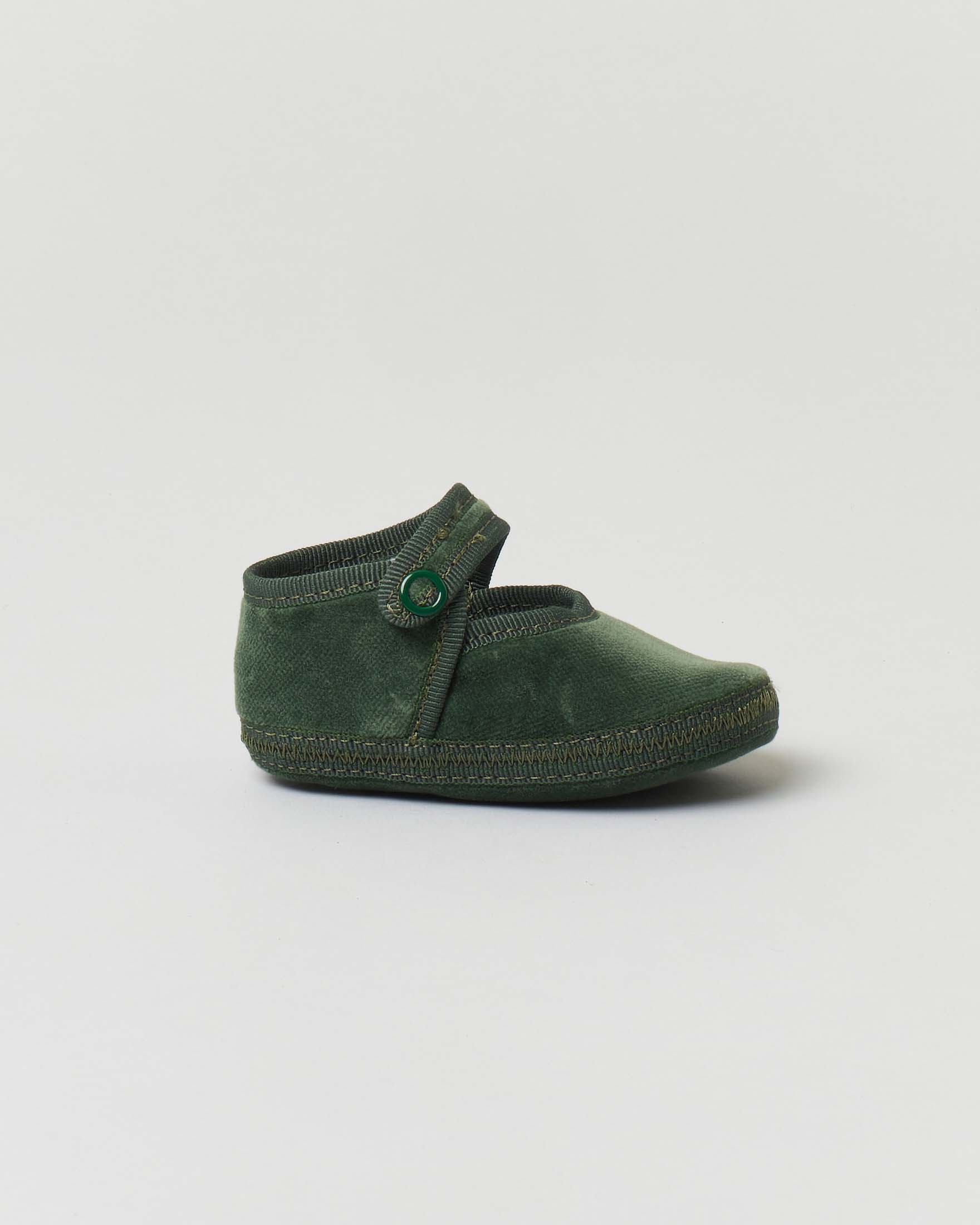Baby friulane in velluto verde militare