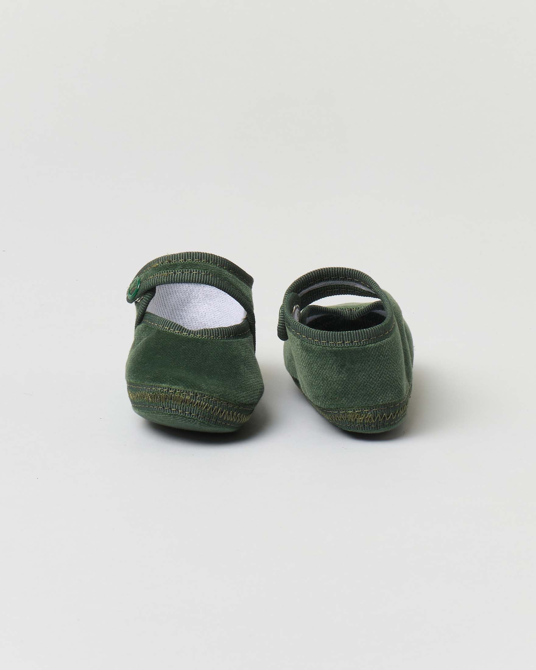 Baby friulane in velluto verde militare