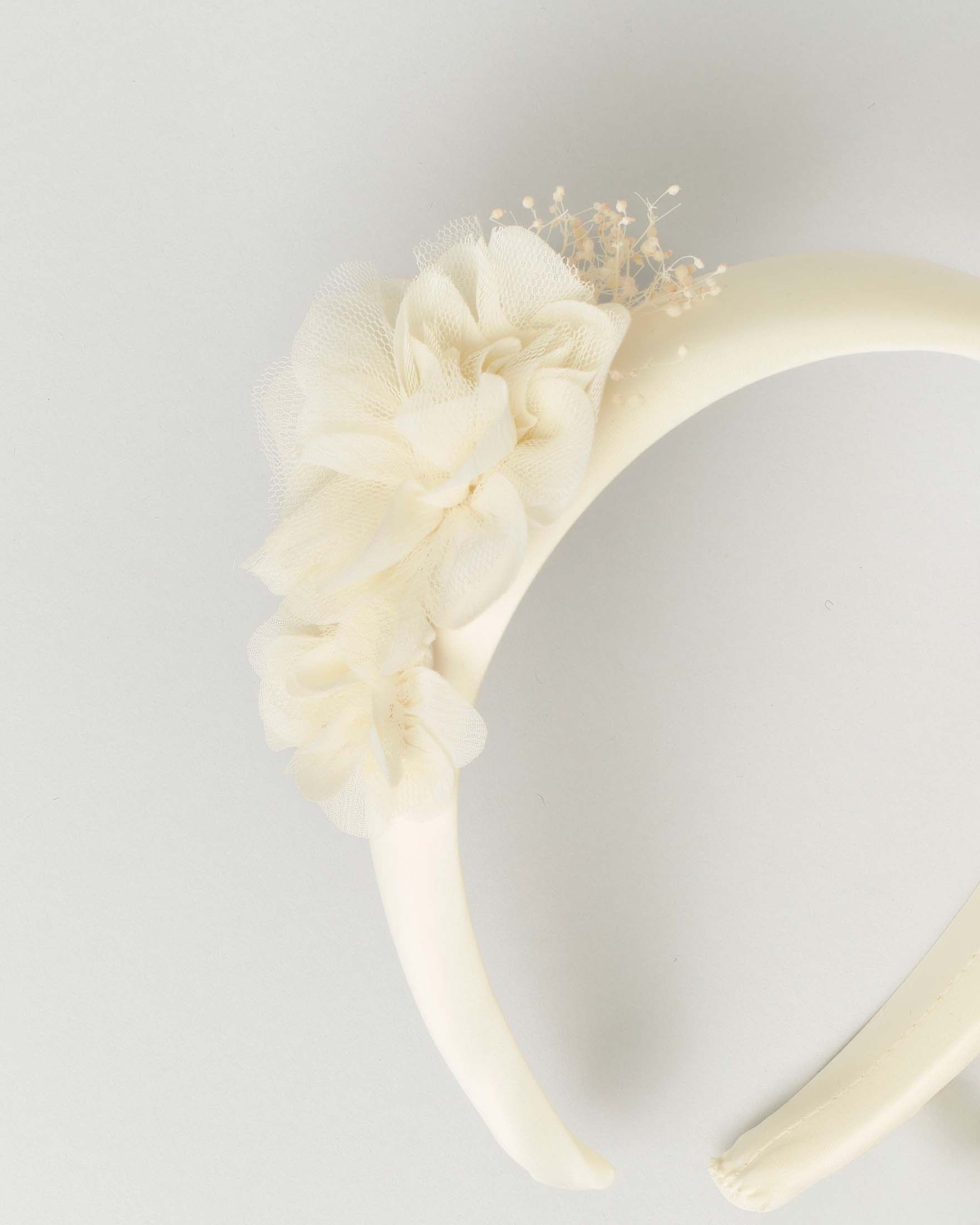 Cerchiello avorio imbottito con fiori applicati image