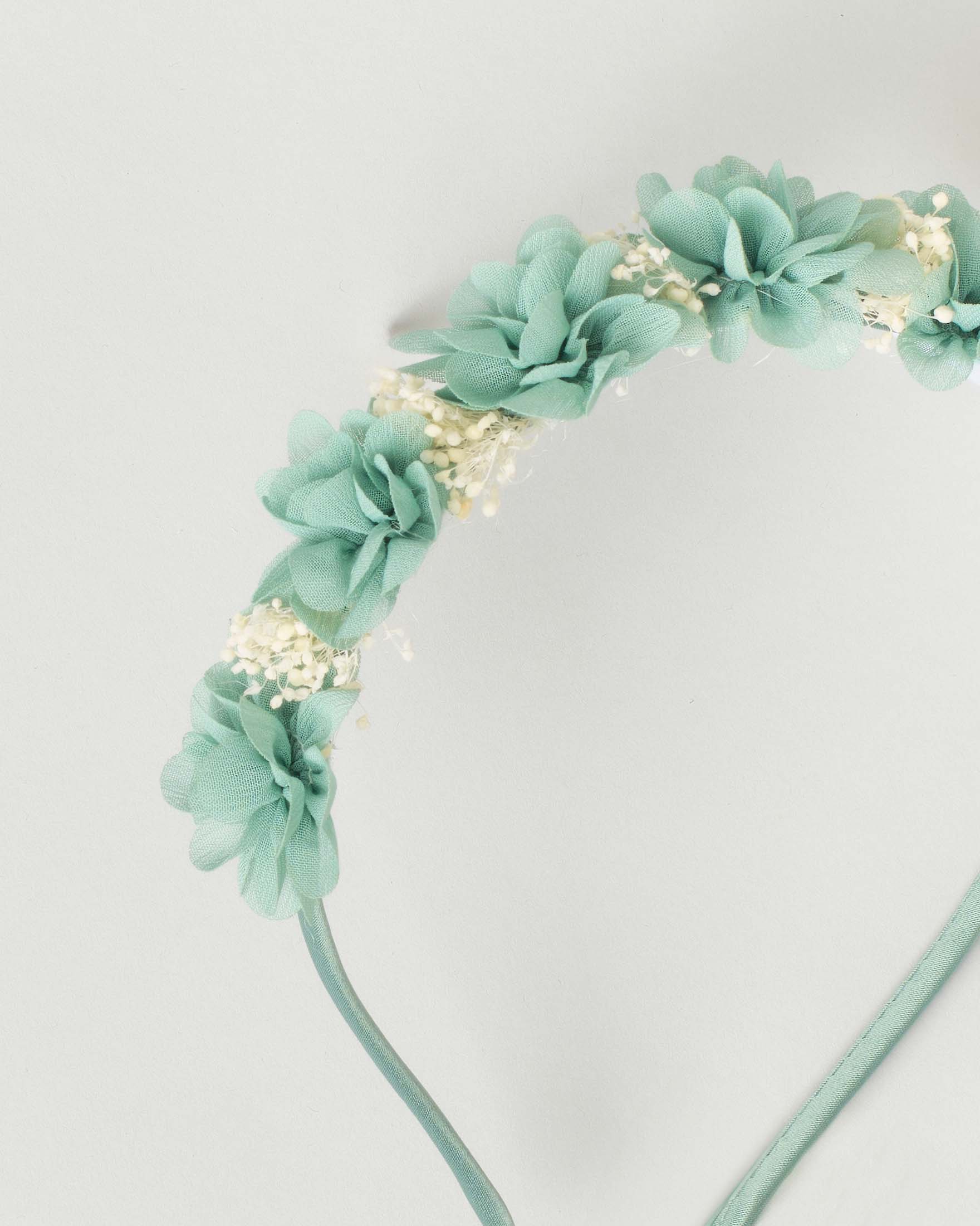 Cerchiello verde salvia con applicazioni floreali image