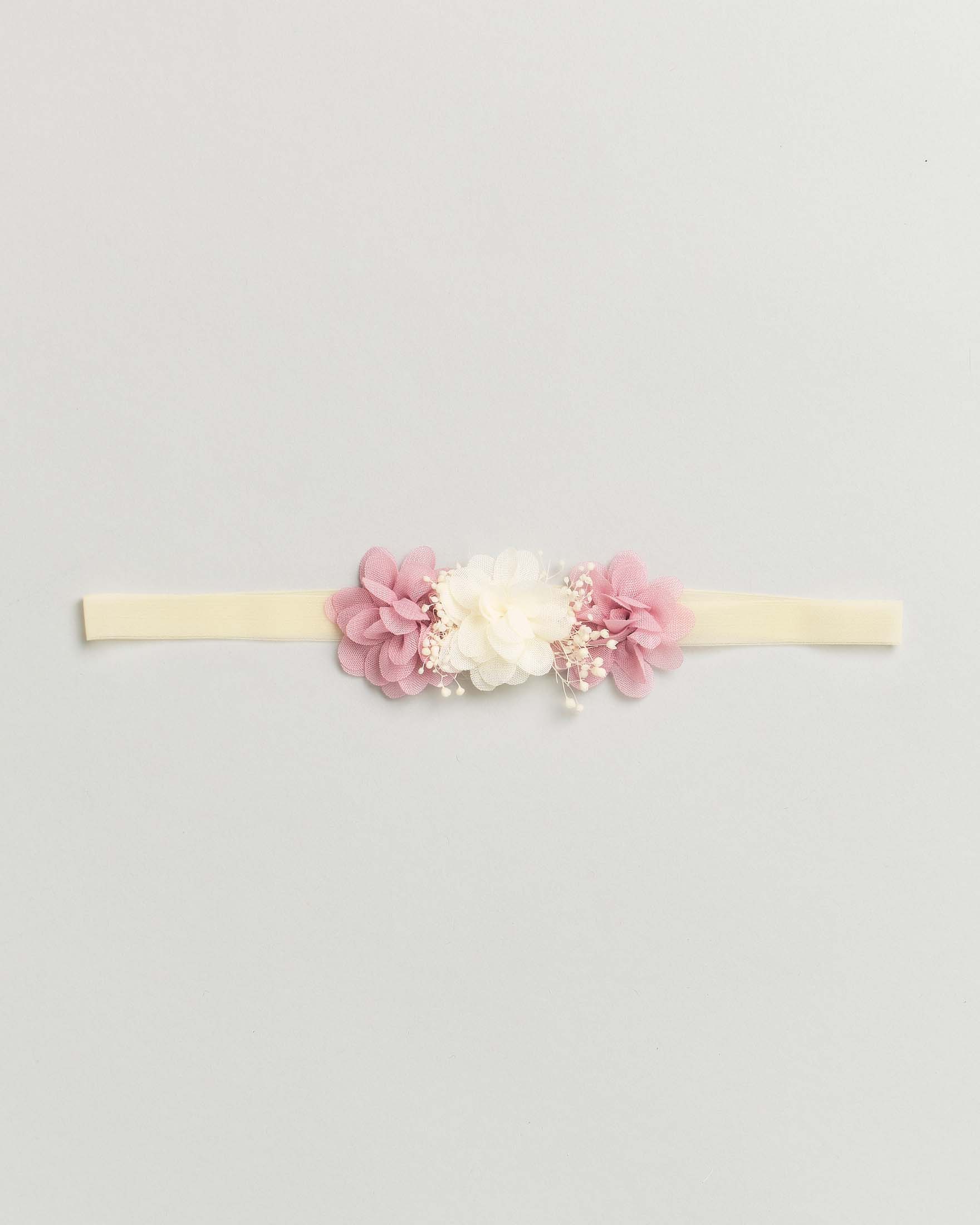 Fascetta avorio con fiori bicolore e decorazioni